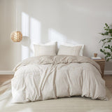 3 Piece Organic Cotton Oversized Duvet Cover Set Natural King/Cal King B035129096