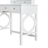 Compact Makeup Vanity Table with Reversible Mirror, Dressing Table Set with Stool, Space-Saving N844P288535A
