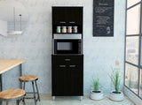 Santa Maria 1-Drawer 1-Shelf Area Pantry with Adjustable Metal Legs Black Wengue B06280023