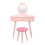 ZUN Children's Single Mirror Single Drawer Round Foot Dresser Pink 08591738