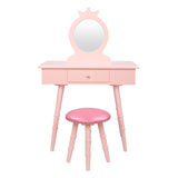 ZUN Children's Single Mirror Single Drawer Round Foot Dresser Pink 08591738