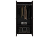 Armoire, 2 Doors, 2 Shelves, Walnut / Black Wengue B097P369452
