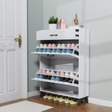 ZUN Shoe Storage Cabinet for Entryway, Free Standing Shoe Organizer with 2 Flip Drawers, Hidden Shoe 63092686