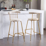 ZUN Bar Stool Set of 2, Luxury Velvet High Bar Stool with Metal Legs and Soft Back, Pub Stool Chairs W117071317