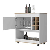 Texas Bar Cart, One Cabinet, Six Bottle Cubbies, One Lower Panel, Four Casters B128P322513