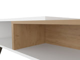 Coffee Table, 2 Shelves, 4 legs, White / Natural Oak B097P262371