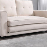 ZUN {}Beige Folding Sofa Bed with Two Storage Pockets, Linen Convertible Foldable Couch W2325P145175