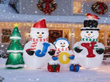 8FT Lighted Christmas Inflatable Decoration, Inflatable Snowman Family with JOY and Xmas Tree, Funny 17651821