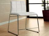 Set of 2 Leatherette Upholstered Counter Hight Chairs in White and Chrome B016P156846
