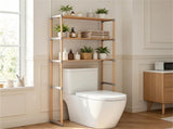 3-Tier Over Toilet Storage Shelf, Solid Pine Wood Bathroom Space-Saving Organizer Rack with 96420315