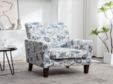 Patterned Polyester Blend Armchair, Solid Birch Wood Frame with Brown Tapered Legs, Foam Padded 81936678