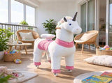 White 37.4" Unicorn Ride-On Horse, Plush Riding Pony with Rolling Wheels for Kids Ages 4-12, Active 62774709