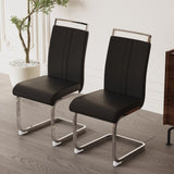 ZUN Modern Dining Chairs,PU Faux Leather High Back Upholstered Side Chair with C-shaped Tube plating 33981521