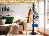 Freestanding Wooden Coat Rack, Vintage Natural Birch Wood Coat Tree with Hooks, Sturdy Hall Tree for 19301704
