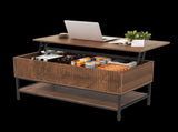 Lift Top Coffee Table 39.4 Inch Rectangle, Farmhouse Style with Hidden Storage & Lower Shelf, Sturdy T2398P411963