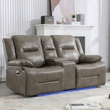 2 Seater Home Theater Recliner Manual Recliner Chair with a LED Light Strip Two Cup Holders and a WF323622AAE