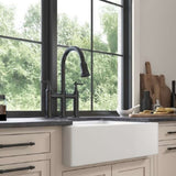 ZUN 24"L x 19" W Farmhouse/Apron Front White Ceramic Kitchen Sink 69263515