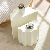 2PCS Set Side Table,Wavy Edges Design Fiberglass Coffee Table for Living Room,Bedroom,Modern Design W2582P313972