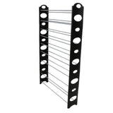 ZUN 10-Tier 50-Pair-of-shoes Adjustable Steel & Plastic Shoe Rack Black & Silver 28726985