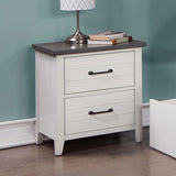 White Color Nightstand Bedroom 1pc Nightstand Solid wood Black Appliance Pull 2-Drawers bedside B011P165673