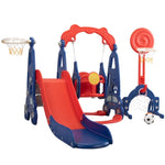 ZUN 5 in 1 Slide and Swing Playing Set, Toddler Extra-Long Slide with 2 Basketball Hoops, Football, W2181P149199