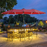 15x9ft Large Double-Sided Rectangular Outdoor Twin Patio Market Umbrella with light and base- red W419P145382