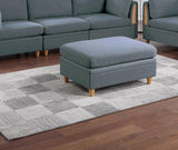 Living Room Furniture Ottoman Steel Color Dorris Fabric 1pc Cushion ottomans Wooden Legs Deco B01147403