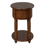 ZUN Dark Oak Accent Table with Bottom Shelf B062P191053