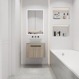 ZUN 24 " Modern Design Float Bathroom Vanity With Ceramic Basin Set, Wall Mounted White Oak Vanity With 61035448