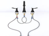 2-Handle 8 inch Widespread Bathroom Sink Faucet Matte Black Lavatory Faucet 3 Hole 360&deg Swivel 99411719