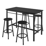 ZUN 5-piece rural kitchen table with four bar stools, metal frame and MDF, black 43089264