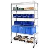 ZUN 6-Tier NSF Heavy Duty Adjustable Storage Metal Rack with Wheels/Leveling Feet & Shelf Liners Ideal 15636735