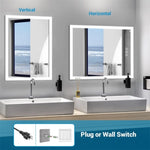 ZUN Bright LED Bathroom Mirror 40" x 24" Front Light, 5 Mins Defog, Full HD Reflected, 3 Colors 51506617