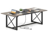 71 Inch Conference Table with Built-in Charging Station, Large Meeting Room Table for Office & 02412555
