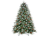 Artificial 5ft Green Christmas Tree with 1113PE/PVC Mixed Branch Tips,Red fruit and Pine cone,Hinged 08755852