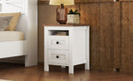 ZUN 2-Drawer Farmhouse Wooden Nightstand Well-proportioned Design and Sleek Lines, Wood Side Table WF317945AAK