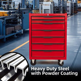 7-Drawering Tool Chest Cabinet, Large Capacity Metal Tool Box with Wheels and Cylinder Locking, W3037P241998