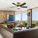 42 Inch Flush Mount Ceiling Fans with LED Light 22W and Remote Control 5 ABS Fan Blades for Bedroom W934P303155