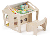 3-in-1 Kids Table and Chair Set, 55.8850.8069.85 cm House-Shaped Activity Table with Chalkboard & 85710156