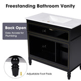 ZUN 36" Bathroom Vanity with Sink, Black Bathroom Cabinet with Drawers, Solid Frame and MDF Board, One N725P195410B