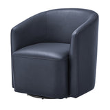 Ardena Midnight Blue Faux Leather Swivel Barrel Chair B050P322594