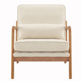 Oak Armrest Oak Upholstered Single Lounge Chair Indoor Lounge Chair Off-White 92676491