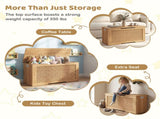 39 Gallon Wooden Toy Box Storage Chest with Soft Close Lid, Rattan Look Kids Storage Bench for 02211941