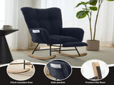 Teddy Fabric Wingback Glider Rocker & Ottoman Set, Nursery Nursing Rocking Chair with Side Storage 23736563