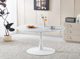 42.1" White Color Top Tulip Table, Mid-century Dining Table for 4-6 People - Round MDF Table Top W234P351011