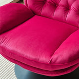 ZUN Swivel Leisure chair lounge chair velvet RED color with ottoman W1805142162