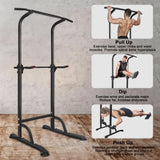 ZUN Power Tower Workout Dip Station Pull Up Bar, Height Adjustable Multi-Function Dip Stand for Home Gym 10332677