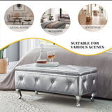 Upholstered Storage Ottoman Bench For Bedroom End Of Bed Faux Leather Rectangular Storage Benches W2268P146696