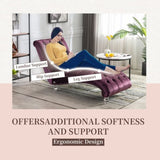 COOMORE Velvet Chaise Lounge Indoor,Button-Tufted Upholstered Chaise Lounge Chair with Pillow for W39538679