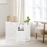 Outdoor Nesting Side Table Set of 3, Round Patio Accent Table, Metal Frame End Table for Indoor 00728797
